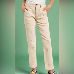 Easel Paint Splatter Carpenter Pant - Khaki